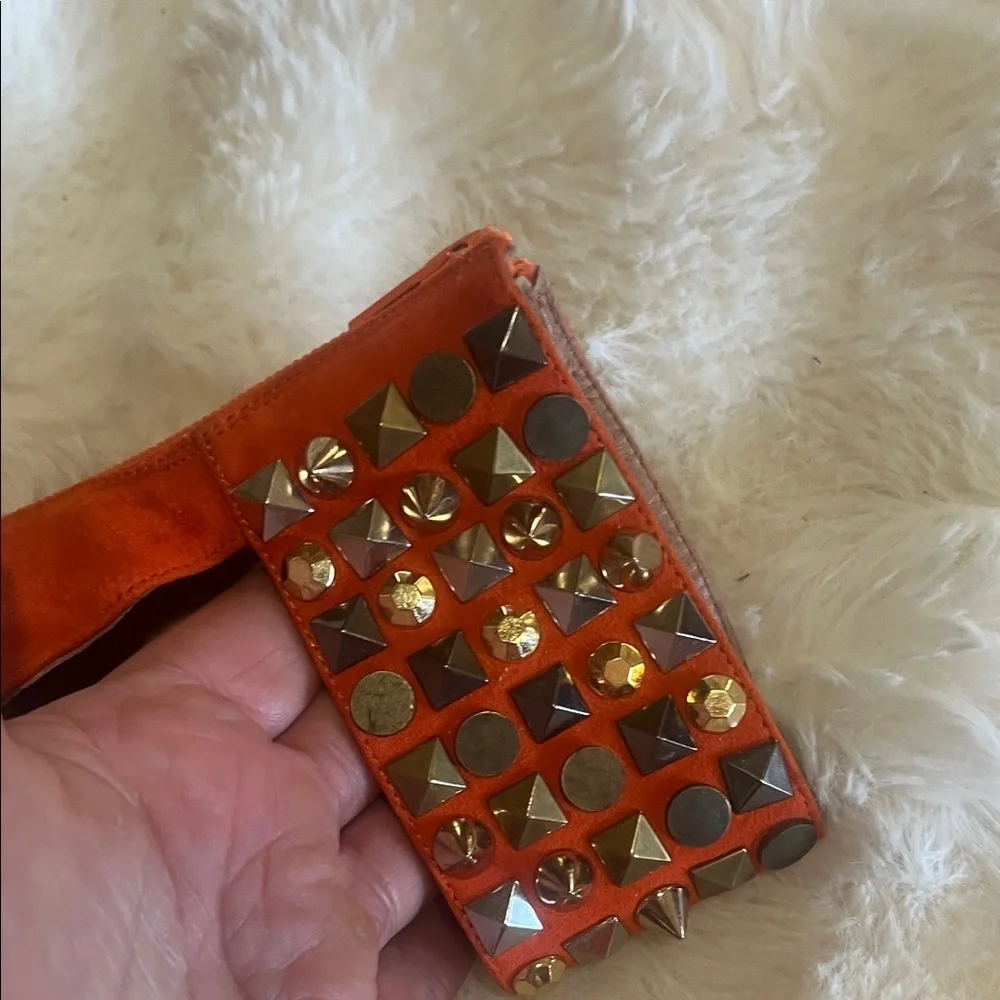 Jeffrey Campbell Orange Suede Studded Platform Heels 9